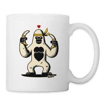 Ninja-Gorilla mit Bananen - Tasse - Weiß - Rechts