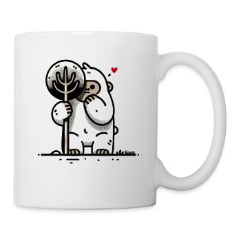 Little gorilla hiding behind a tree - Mug - white - Right