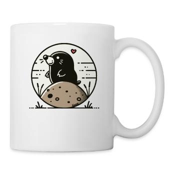 Happy mole on hill - Mug - white - Right