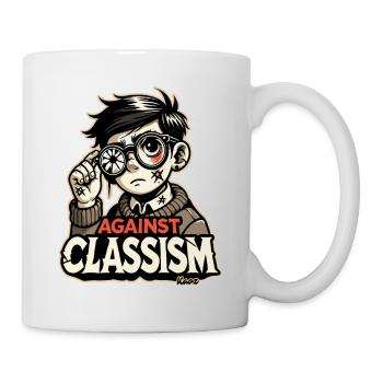Poor boy with broken glasses: against classism - Mug - white - Right