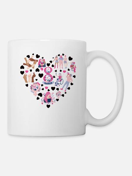 Feminist Herz Weltfrauentag - Tasse - Weiß
