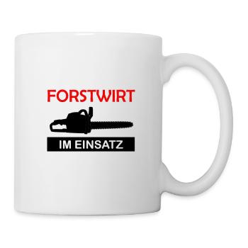 Forester in action chainsaw forest worker - Mug - white - Right