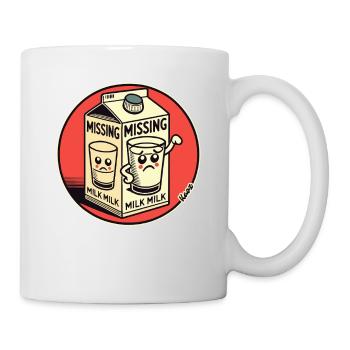 Conception de dessin animé amusante : Lait manquant - Mug blanc - blanc - Droite