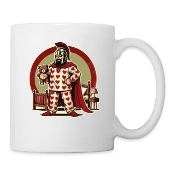 Grumpy Spartan in heart pajamas - Mug - white - Right
