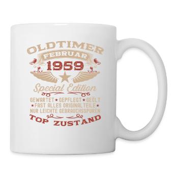 66. Geburtstag Oldtimer Februar Jahrgang 1959 - Tasse - Weiß - Rechts