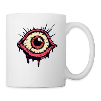 Unheimlich, hypnotisch und wach, das Auge - Tasse - Weiß - Rechts