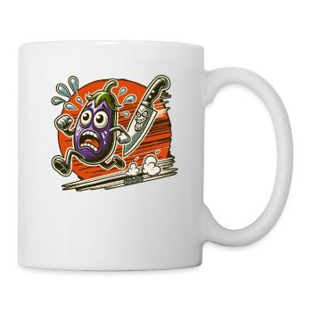 Aubergine on the run from the chef's knife - Mug - white - Right