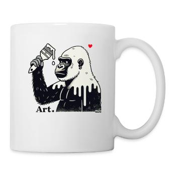 Artiste gorille, client avec pinceau et peinture - Mug blanc - blanc - Droite