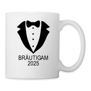 Bräutigam 2025 Hochzeit Verlobung Verlobter Heirat - Tasse - Weiß - Rechts