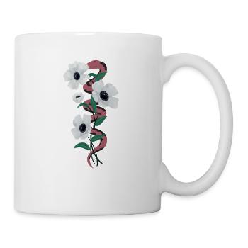 Snake and white flowers illustration serpent and - Mug - white - Right