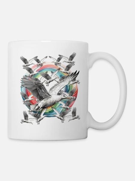 maritim Regenbogen Möwe Möwen Meer Küste Ahoi - Tasse - Weiß