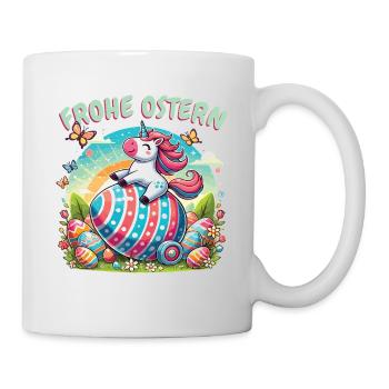 Happy Easter Unicorn – Funny Easter Egg Design - Mug - white - Right