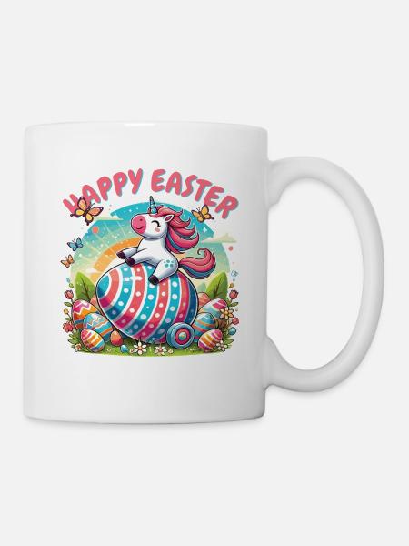 Happy Easter Unicorn – Colorful Egg Design - Mug - white