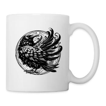 mystisch Halloween Rabe Krähe Krähen Magie okkult - Tasse - Weiß - Rechts