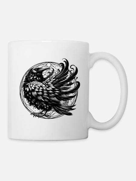 mystique halloween corbeau corbeau corbeaux corbeau magie occulte - Mug blanc - blanc