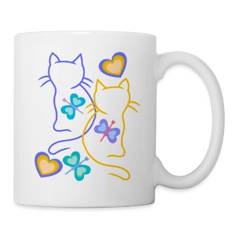 Chats, Chat, Printemps, Papillons, Enfants, Enfant - Mug blanc - blanc - Droite