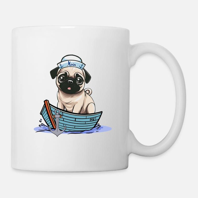 maritime, marin, carlin, chien, marin, bateau - Mug blanc - blanc
