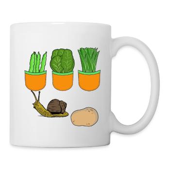 Snail Garden Gardener Vegetables Beans Spinach Leeks - Mug - white - Right