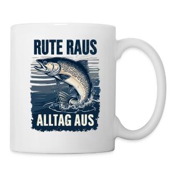 Angeln Angler Fischer Fischen Angel Spruch - Tasse - Weiß - Rechts