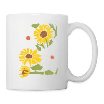Boho Wildblumen mit Sonnenblumen und Gänseblümchen - Tasse - Weiß - Rechts