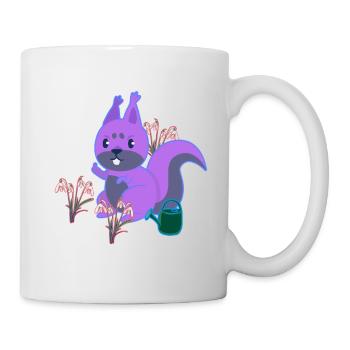 Squirrel Spring Flowers Gardening Flowers - Mug - white - Right