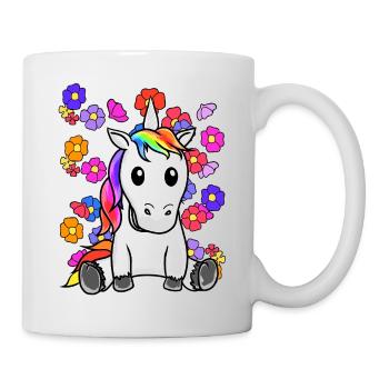 Rétro Licorne Fleurs Été Enfant Enfants Cheval - Mug blanc - blanc - Droite