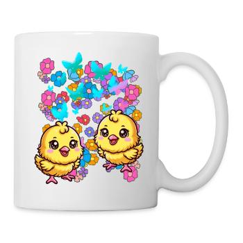 Happy Easter Flowers Chick Child Kids Baby Flower - Mug - white - Right