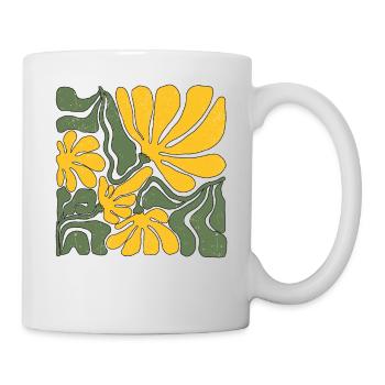 Abstrakte gelbe und grüne Blumenkunst - Tasse - Weiß - Rechts