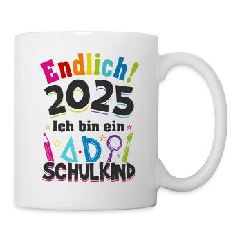 Schulkind 2025 Erstklässler Einschulung Geschenk - Tasse - Weiß - Rechts