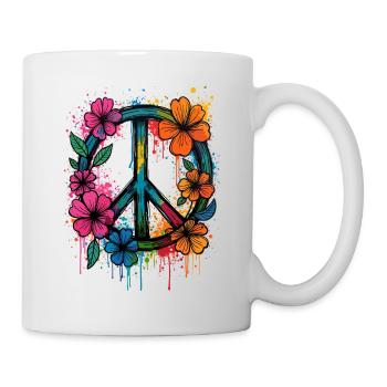 Peace Sign Love Peace Hippie 70s 60s - Mug - white - Right