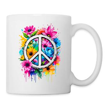 Peace Sign Love Peace Hippie 70s 60s - Mug - white - Right