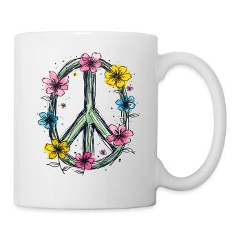 Peace Sign Love Peace Hippie 70s 60s - Mug - white - Right