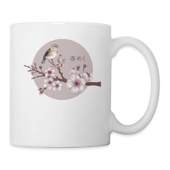Serene Sakura Bird with Japanese - Mug - white - Right