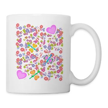 Printemps Été Chats Chat Papillons - Mug blanc - blanc - Droite