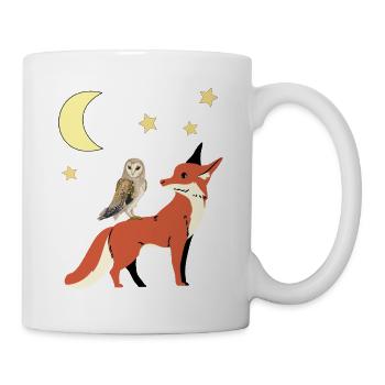 Eule Fuchs Guten Nacht Kinder Kind Baby - Tasse - Weiß - Rechts
