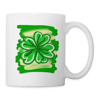 Kleeblatt handgemalt Glücksblatt St patricks Tag - Tasse - Weiß - Rechts