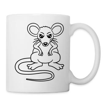 Maus Guckt Böse Wütend Frustriert Sauer Aggressiv - Tasse - Weiß - Rechts