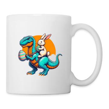 Easter Bunny Riding Dinosaur with Easter Egg - Mug - white - Right