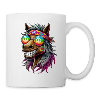 Hippie 70er Jahre 1970er 60er Jahre Party Pferd - Tasse - Weiß - Rechts