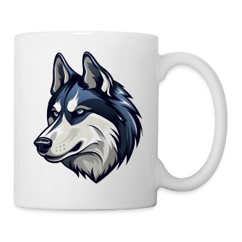 Cooler Husky mit bösem Blick - Tasse - Weiß - Rechts