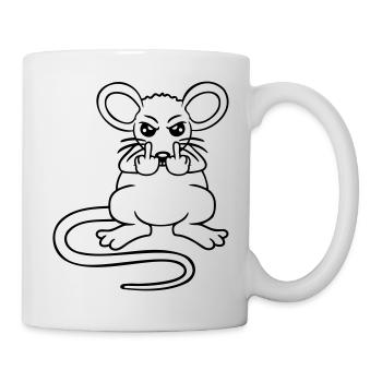 Maus Böse Wütend Frustriert Aggressiv Mittelfinger - Tasse - Weiß - Rechts