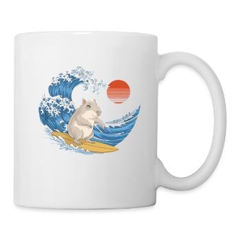 Capybara surfing the waves in summer - Mug - white - Right