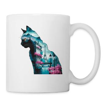 Silhouette Paysage Chat Paris - Mug blanc - blanc - Droite