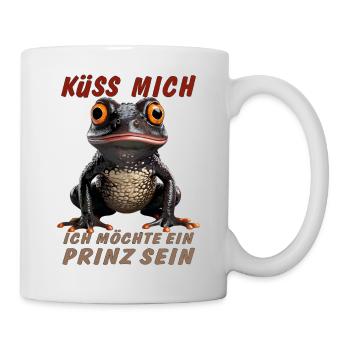 GRENOUILLE EMBRASSE-MOI VEUT ÊTRE UN PRINCE - Mug blanc - blanc - Droite