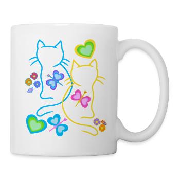 Spring Cats Retro 80s 90s Vintage Cats - Mug - white - Right