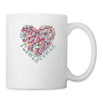 Blumenherz Retro Design Flower Retro Heart Design - Tasse - Weiß - Rechts