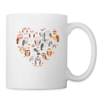 Süße Eule Mit Herz Für Eulenliebhaber - Tasse - Weiß - Rechts