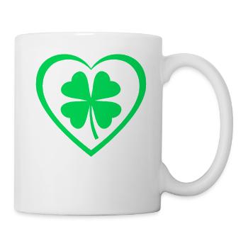 Kleeblatt Herz Glücksklee St. Patricks Day - Tasse - Weiß - Rechts