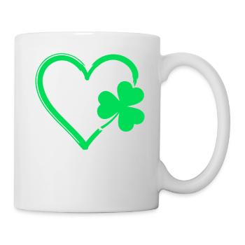 Grünes Kleeblatt Herz - Tasse - Weiß - Rechts