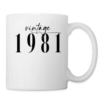 Vintage 1981 Geburtstag Minimalistisch Elegant - Tasse - Weiß - Rechts